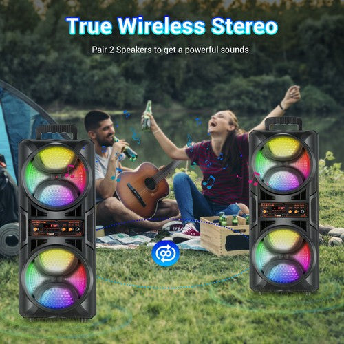 Portable Bluetooth Party Speaker Sub Woofer Heavy Bass Sound System & Mic lot - Nova Electronics