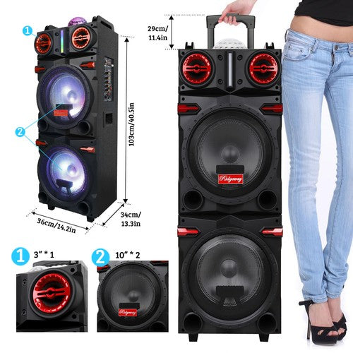 Portable Bluetooth Party Speaker Sub Woofer Heavy Bass Sound System & Mic lot - Nova Electronics