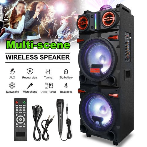 Portable Bluetooth Party Speaker Sub Woofer Heavy Bass Sound System & Mic lot - Nova Electronics