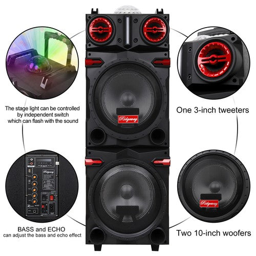 Portable Bluetooth Party Speaker Sub Woofer Heavy Bass Sound System & Mic lot - Nova Electronics