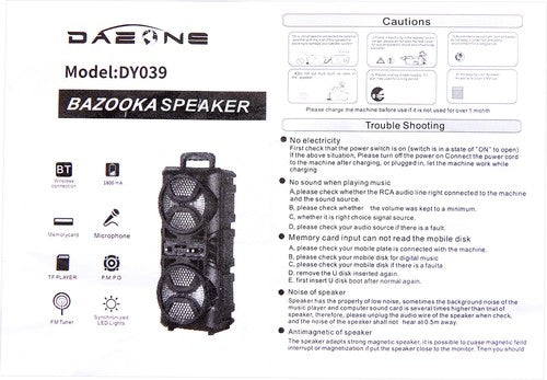 Portable Bluetooth Party Speaker Sub Woofer Heavy Bass Sound System & Mic lot - Nova Electronics