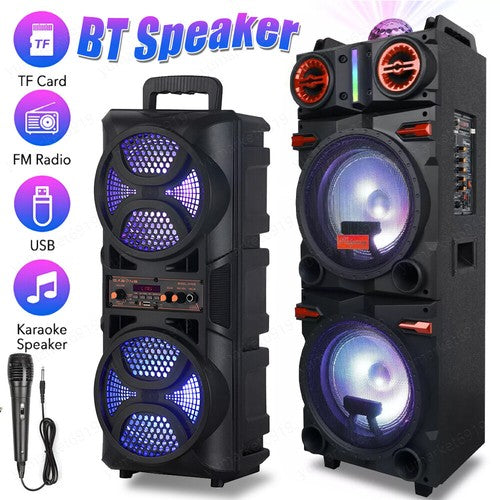 Portable Bluetooth Party Speaker Sub Woofer Heavy Bass Sound System & Mic lot - Nova Electronics
