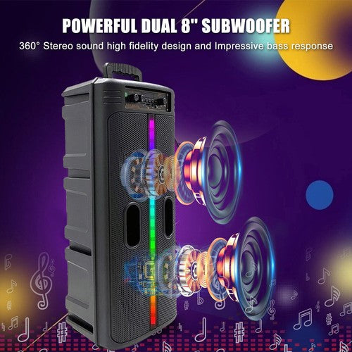 Portable 6000W Bluetooth Speaker Sub Woofer Heavy Bass Sound System Party & Mic - Nova Electronics