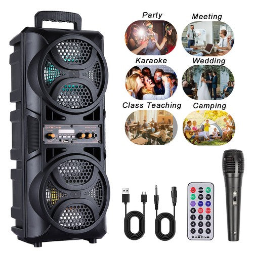 Portable Bluetooth Party Speaker Sub Woofer Heavy Bass Sound System & Mic lot - Nova Electronics