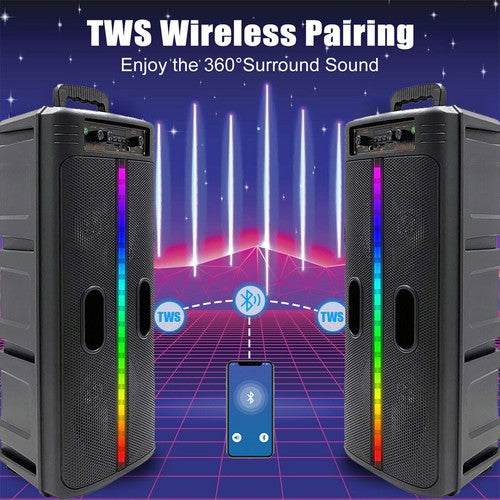 Portable Bluetooth Speaker: Heavy Bass Sound System for Parties & Events with Microphone - Wireless, Rechargeable, High-Fidelity Audio Experience - Nova Electronics