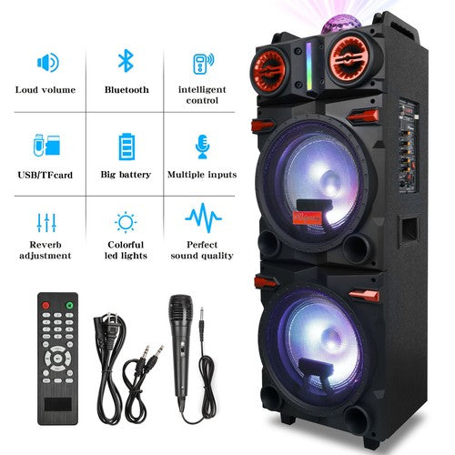 Portable Bluetooth Party Speaker Sub Woofer Heavy Bass Sound System & Mic lot - Nova Electronics