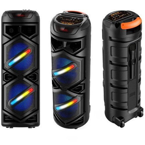 6000W Portable Bluetooth Speaker with Dual 8" Subwoofers – Deep Bass Wireless Party Sound System with Mic, FM, and Rechargeable Battery for Outdoor Events, Home Gatherings & Karaoke - Nova Electronics