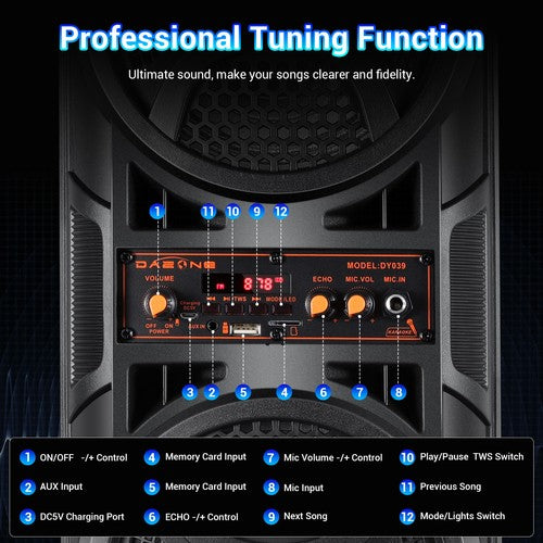 Portable Bluetooth Party Speaker Sub Woofer Heavy Bass Sound System & Mic lot - Nova Electronics