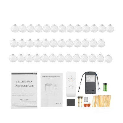 Retractable Crystal Ceiling Fan Light 42" Gold LED Chandelier with Remote Dimmable 3-Color Modes Quiet & Elegant for Modern Interiors - Nova Electronics