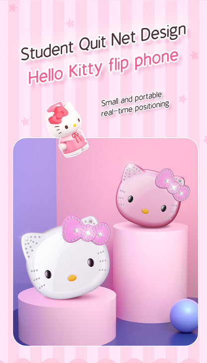 2024 New Kawaii Sanrio Hello Kitty Flip Phone Cartoon Cute Children White Pink Mini Phone Birthday Gifts For Kids Toys For Girls