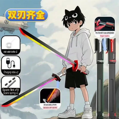 Colorful Glowing Light Sword with Spark & Smoke Effects – LED Streamer Toy Sword for Kids & Adults Decompression, Party Props & Holiday Fun