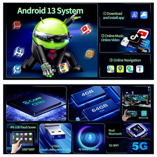 10.26 Inch Android 13 Rearview Mirror Dash Cam 8 Core CarPlay Android Auto 1080P GPS Bluetooth Touch Screen - Nova Electronics