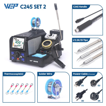WEP 982D Precision Soldering Station 150W Rapid Heating Auto Calibration Professional Iron for SMD IC Repair C245 C210 982D-II - Nova Electronics