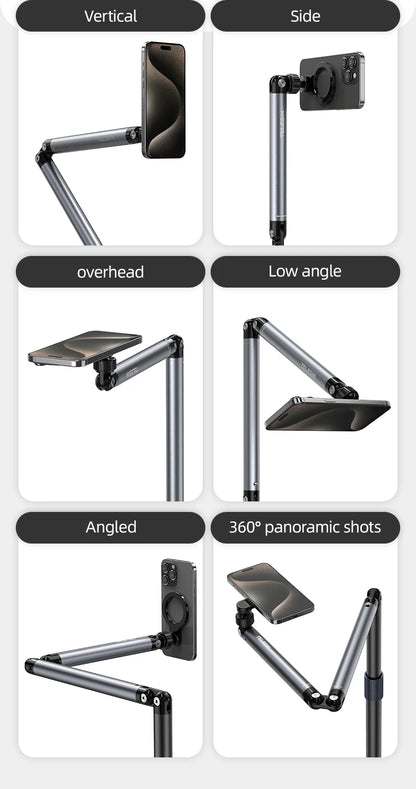 TELESIN Magnetic Mobile Phone Floor Stand Cantilever Live Broadcast Tablet Bracket Lifting Bracket Universal Mobile Phone Holder
