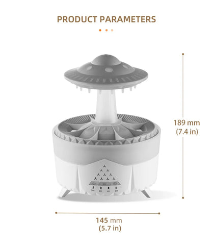 UFO Rotating Raindrop Aromatherapy Essential Oils Air Diffuser with RGB Night Lamp Remote Controls UFO Ultrasonic Air Humidifier