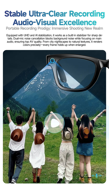 New Camera Glasses 800w Pixel 4K UHD Camera Recording Noise Reduction Ai Recognition Translation Anti Blue Light Smart Glasses