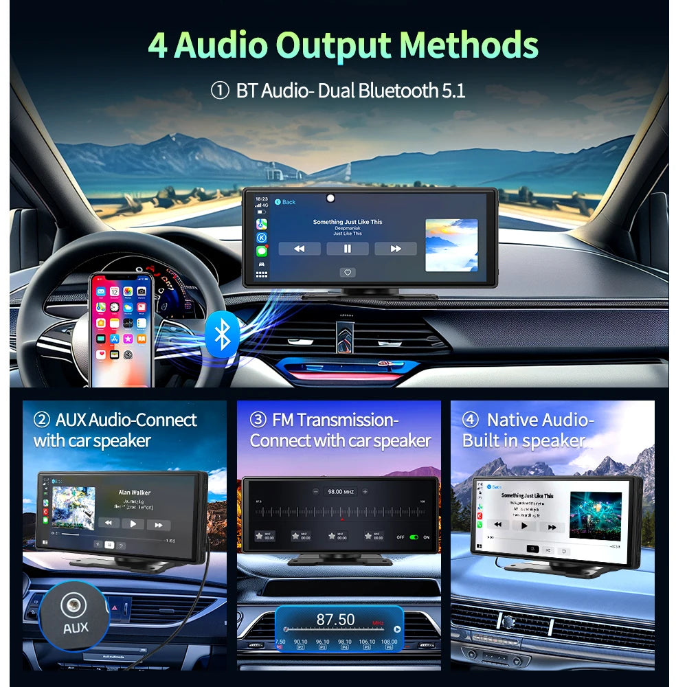 Smart 10.26" Touchscreen Dash Cam with Android 13 | Dual Bluetooth 5.1, CarPlay & Wireless Android Auto | 1080P Rear Camera, GPS, Night Vision - Nova Electronics
