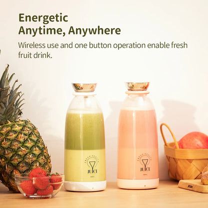 500ml Portable 2400mAh Wireless Fruit Mixers USB juicer Fresh Juice Bottle Blender Plus 6 Blades Food Milkshake Ice Crush Cup