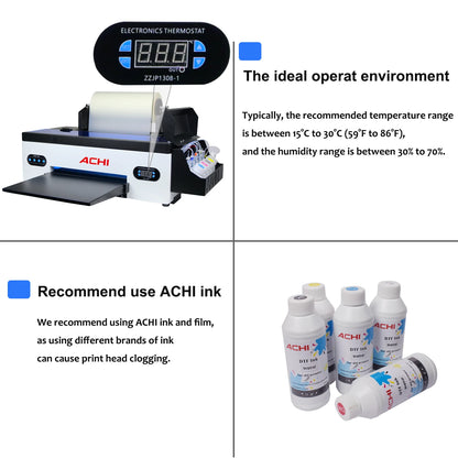 ACHI A3 DTF Printer R1390 A3 T-shirts Printier ROLL DTF Transfer Film Printer With DTF Oven For Fabric T-shirt Clothes EU STOCK - Nova Electronics