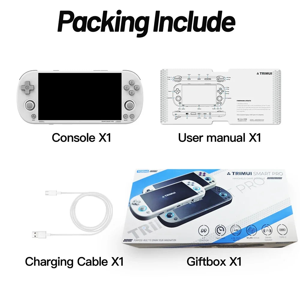 TRIMUI Smart Pro Handheld Game Console with 12000+ Retro Games, 4.95" IPS Display, 5000mAh Battery, 64GB Storage