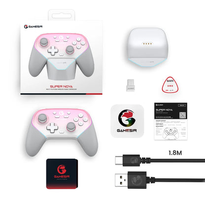 Wireless Switch Controller with Charging Dock | GameSir Super Nova Hall Effect Joysticks, RGB Lights, Anti-Drift, PC/Android/iOS Compatible, Dual Motors & Back Buttons - Nova Electronics