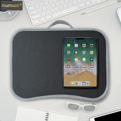 Portable Laptop Desk with Cushion Base - Wooden Lap Table for Bed, Couch & Travel - Built-in Mouse Pad & Storage - 42.5cm Bamboo Computer Tray for Students, Remote Workers & Digital Nomads - Nova Electronics