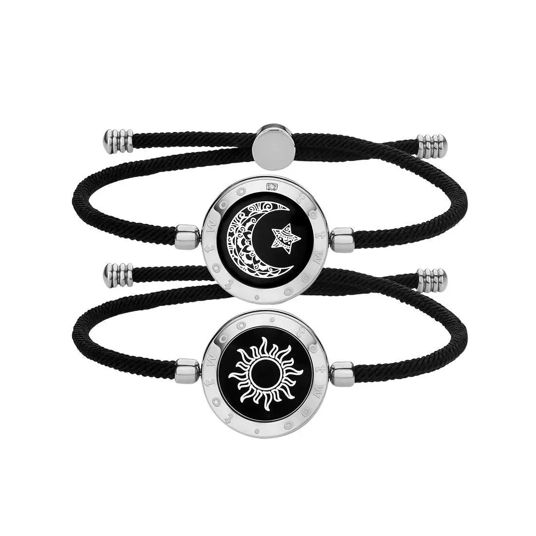 Long Distance Touch Bracelets for Couples, Vibrating & Light Up Smart Jewelry to Stay Connected Anywhere, iOS & Android App Compatible with Secret Messaging & Anniversary Reminders, Adjustable Romantic Gift Set