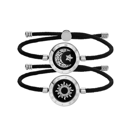 Long Distance Touch Bracelets for Couples, Vibrating & Light Up Smart Jewelry to Stay Connected Anywhere, iOS & Android App Compatible with Secret Messaging & Anniversary Reminders, Adjustable Romantic Gift Set