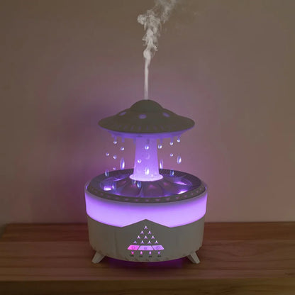 UFO Rotating Raindrop Aromatherapy Essential Oils Air Diffuser with RGB Night Lamp Remote Controls UFO Ultrasonic Air Humidifier
