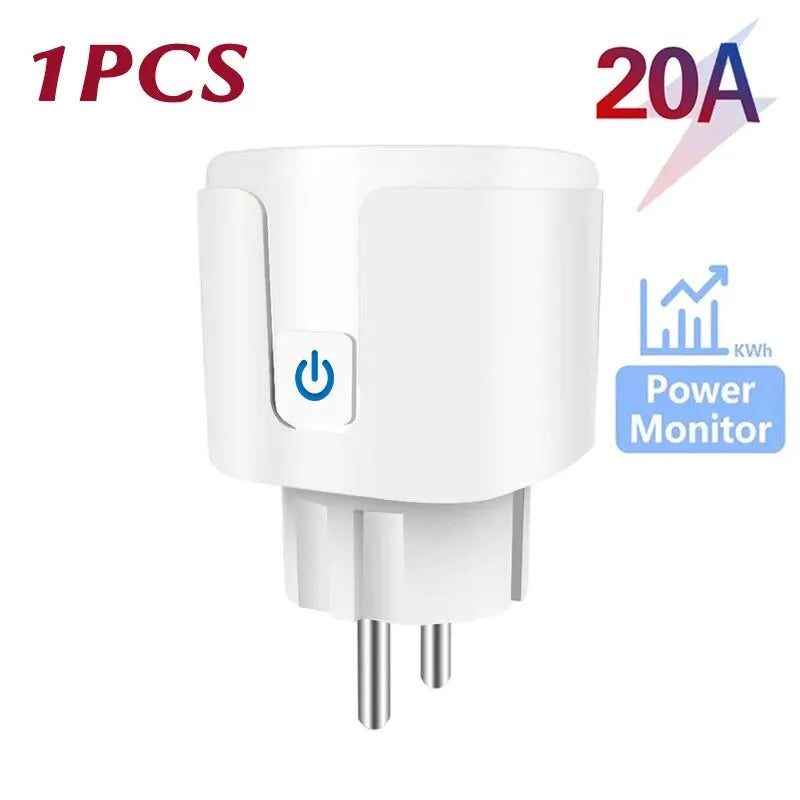 Tuya Wifi Smart Socket EU Plug 16/20A Power Monitor Remote Control SmartLife APP Works with Alexa Yandex Alice Google Assistant - Nova Electronics