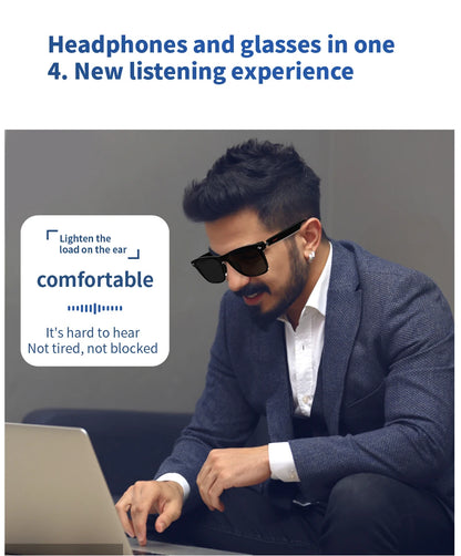SENBONO E13 Smart Glasses with Blue Light Filter Lenses, Built-in Mic & Speakers, Touch Controls, Voice Assistant for Calls & Music, Android/iOS Compatible