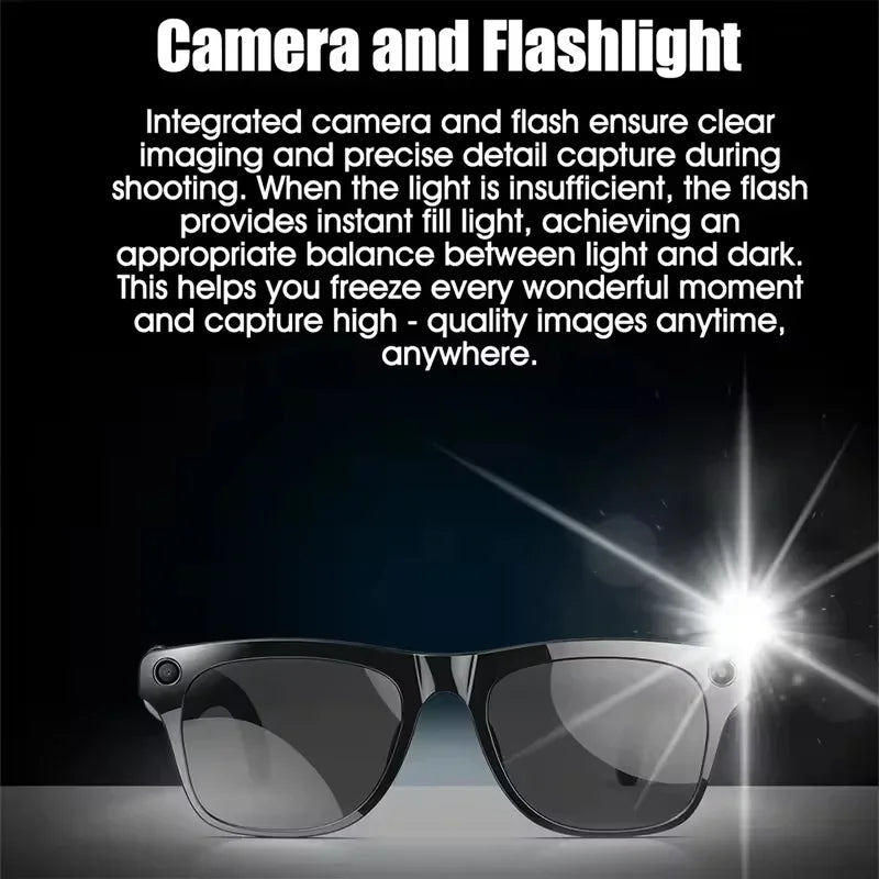 K HD AI Smart Glasses Voice Assistant ChatGPT Camera 100MP Bluetooth Calling 260mAh 30+ Hour Battery WiFi NFC Connectivity Android Compatible Hands-Free Recording Music Control Smart Eyewear