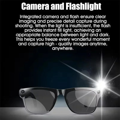 K HD AI Smart Glasses Voice Assistant ChatGPT Camera 100MP Bluetooth Calling 260mAh 30+ Hour Battery WiFi NFC Connectivity Android Compatible Hands-Free Recording Music Control Smart Eyewear