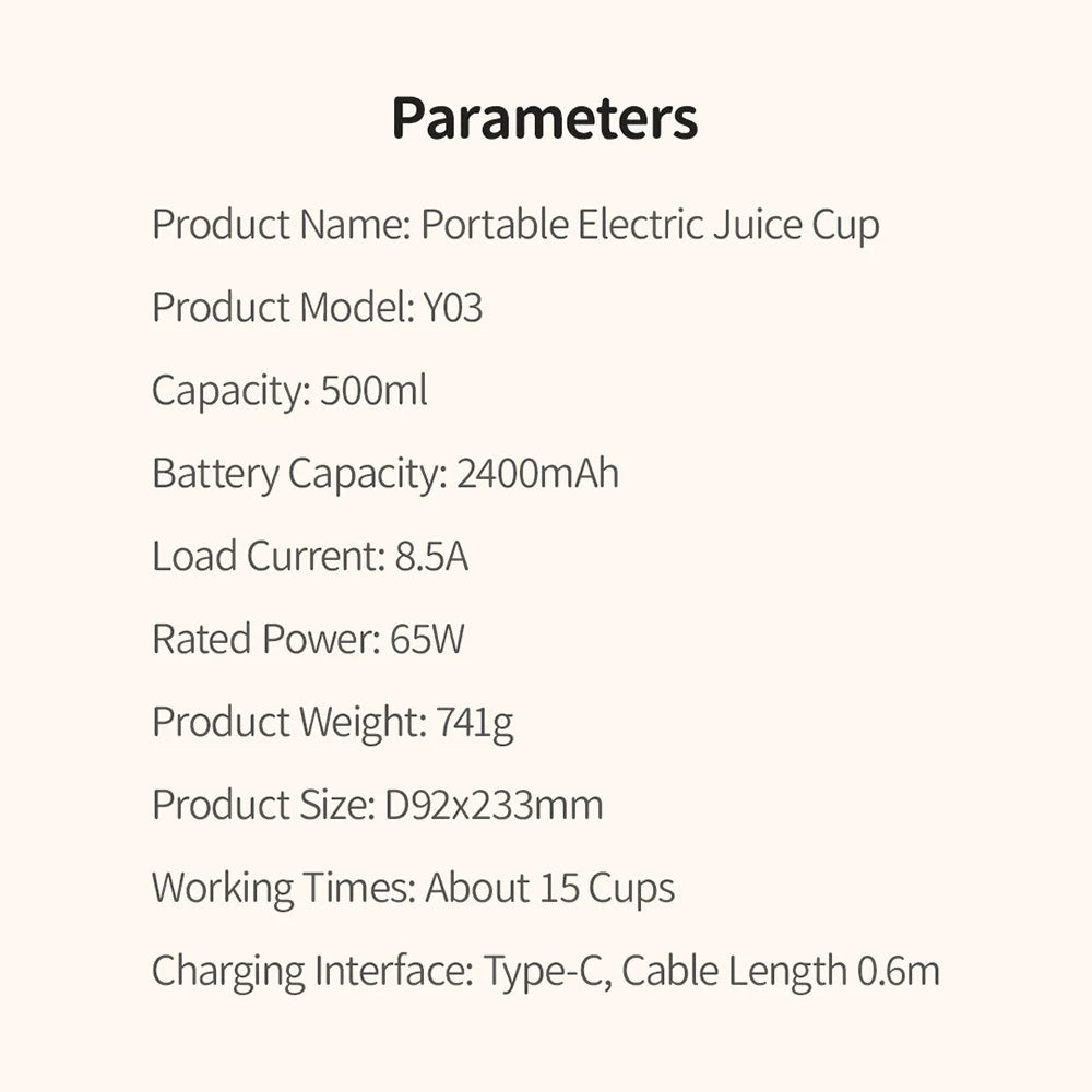 500ml Portable 2400mAh Wireless Fruit Mixers USB juicer Fresh Juice Bottle Blender Plus 6 Blades Food Milkshake Ice Crush Cup
