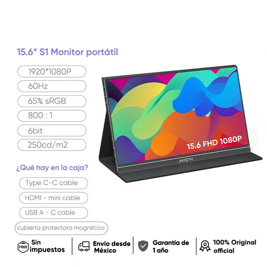 15.6" FHD 1080P Portable Monitor with HDR10 IPS Display for Gaming and Work - Nova Electronics