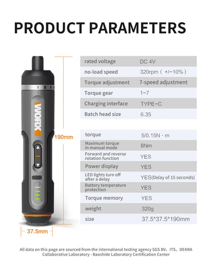 Worx 30 Bit Sets Power Tools WX242 Electrical Screwdriver Sets Smart Cordless drill Screwdrivers USB Rechargeable Handle 4V DIY - Nova Electronics
