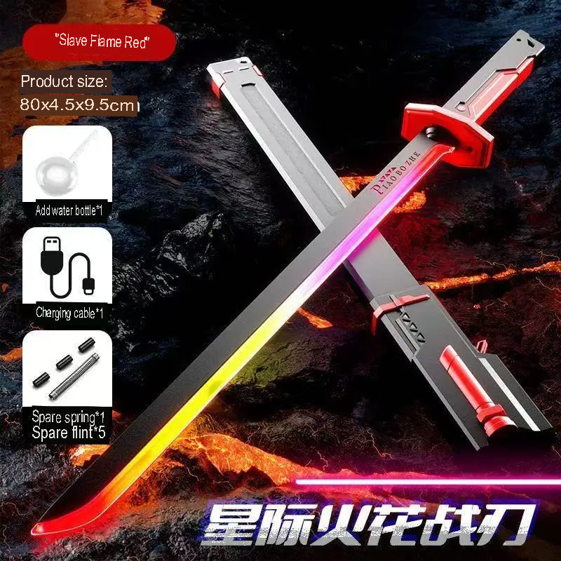 Colorful Glowing Light Sword with Spark & Smoke Effects – LED Streamer Toy Sword for Kids & Adults Decompression, Party Props & Holiday Fun