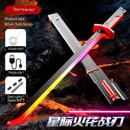 Colorful Glowing Light Sword with Spark & Smoke Effects – LED Streamer Toy Sword for Kids & Adults Decompression, Party Props & Holiday Fun