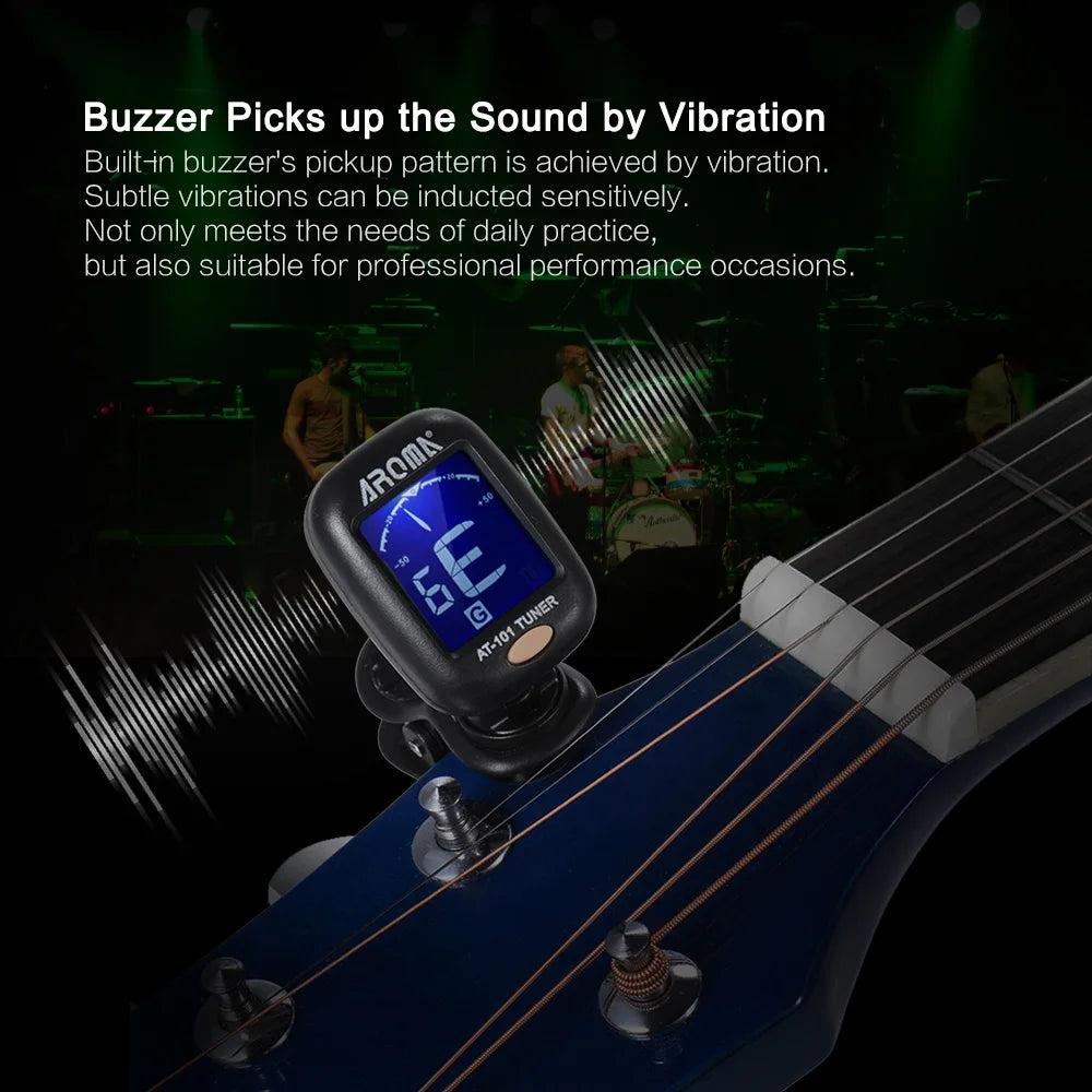 Tuner AT-101 Mini Portable Clip-on Electronic Tuner Super Sensitive 12 Equal Temperament Guitar Stringed Instrument Both Apply - Nova Electronics
