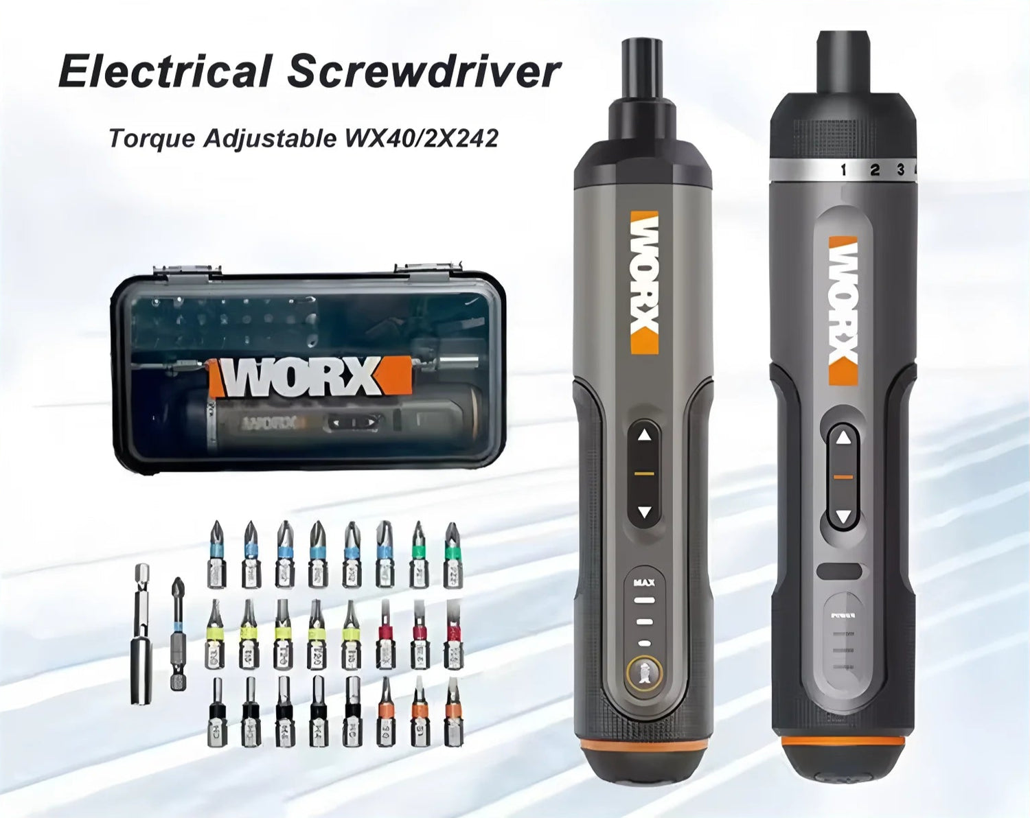 Worx 30 Bit Sets Power Tools WX242 Electrical Screwdriver Sets Smart Cordless drill Screwdrivers USB Rechargeable Handle 4V DIY - Nova Electronics