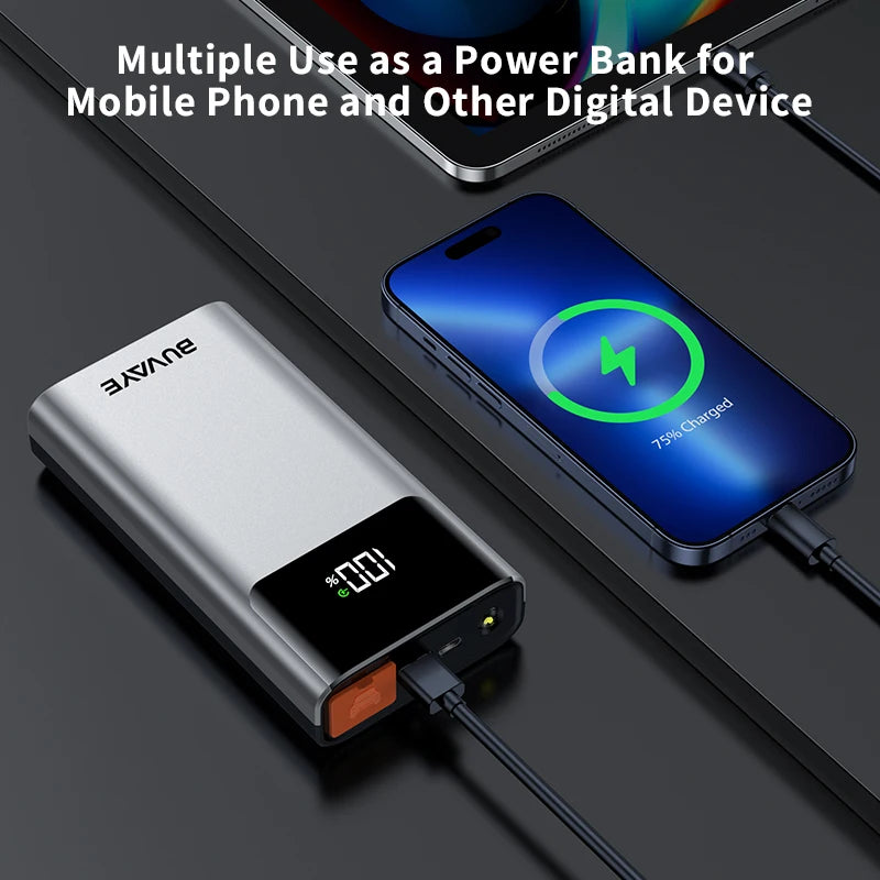 BUVAYE Portable Car Jump Starter 8000-10000mAh Battery Booster 800A Peak Current 12V Emergency Power Bank USB Charger LED Flashlight SOS Lighting Kit for Gas Diesel Engines Auto Safety Tool