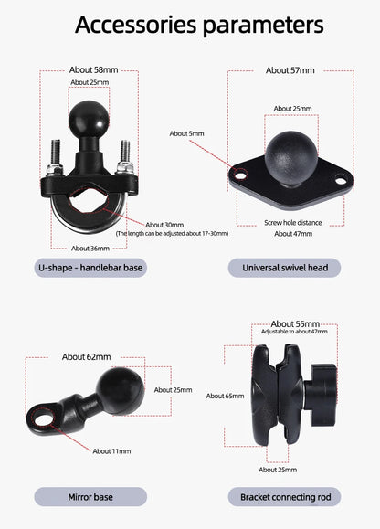 Motorcycle Bike Phone Holder w/ Shock Absorbe Handlebar Fork Stem Mount GPS Clip for 4.7-7.1 inch Shockproof Mobile Phone Stand - Nova Electronics