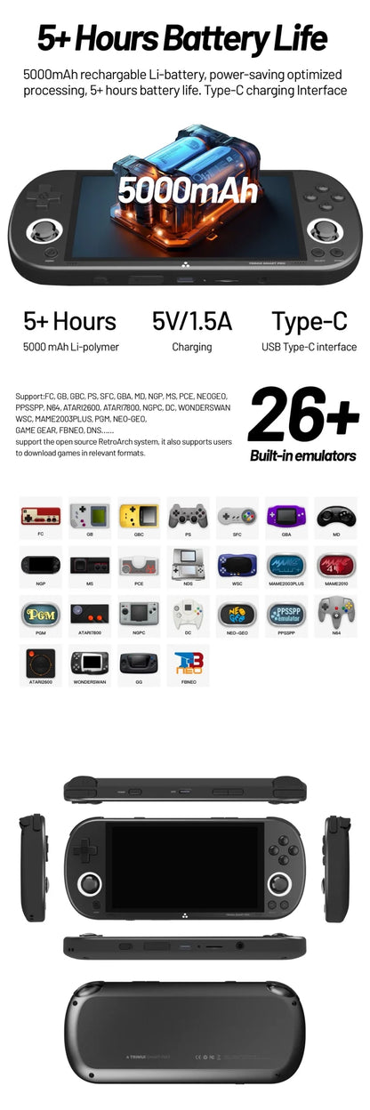Trimui Smart Pro Handheld Game Console 4.96''IPS Screen Linux System Joystick RGB Lighting Smartpro Retro Video Game Player Gift