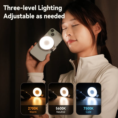 TELESIN Magnetic Fill Light Mini Selfie Light 3 Modes Adjustable Brightness for Smartphone Iphone XIAOMI HUAWEI SAMSUNG Phone