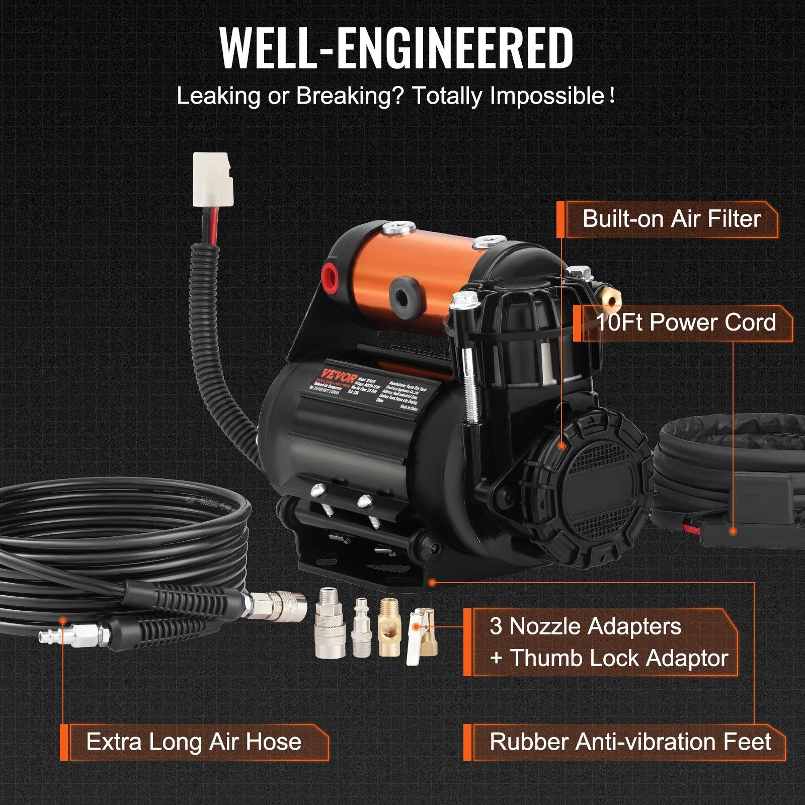 VEVOR Car Air Compressor Portable Tire Inflator Heavy Duty 3.5CFM Air Pump Kit for Auto Accessories Jeep Vehicle with Air Tools - Nova Electronics
