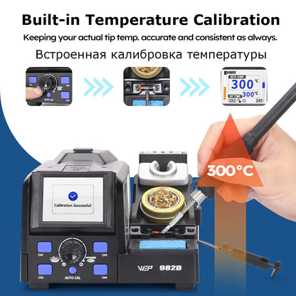 WEP 982D Precision Soldering Station 150W Rapid Heating Auto Calibration Professional Iron for SMD IC Repair C245 C210 982D-II - Nova Electronics