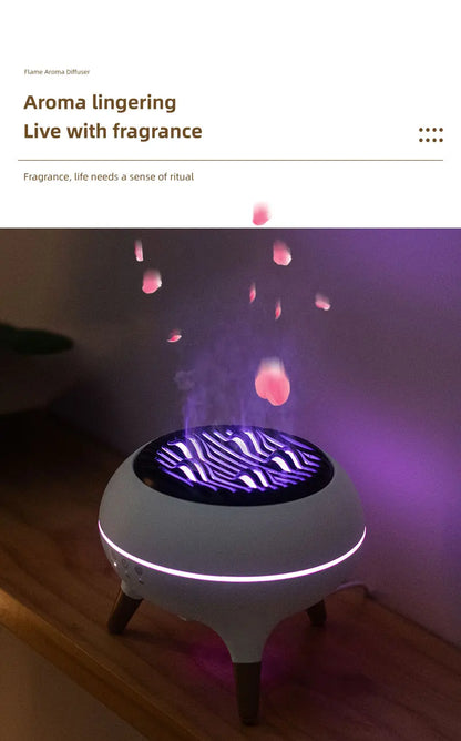 Flame Humidifier Dynamic Jellyfish Essential Oil Diffuser 350ML Air Humidifier Gradient Color Aroma Diffuser Desktop Night Light