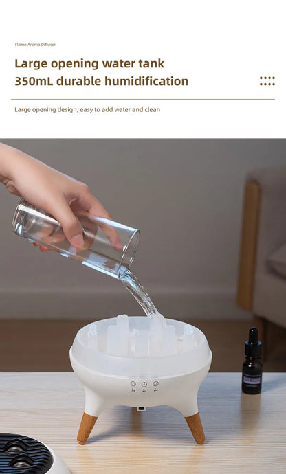 Flame Humidifier Dynamic Jellyfish Essential Oil Diffuser 350ML Air Humidifier Gradient Color Aroma Diffuser Desktop Night Light