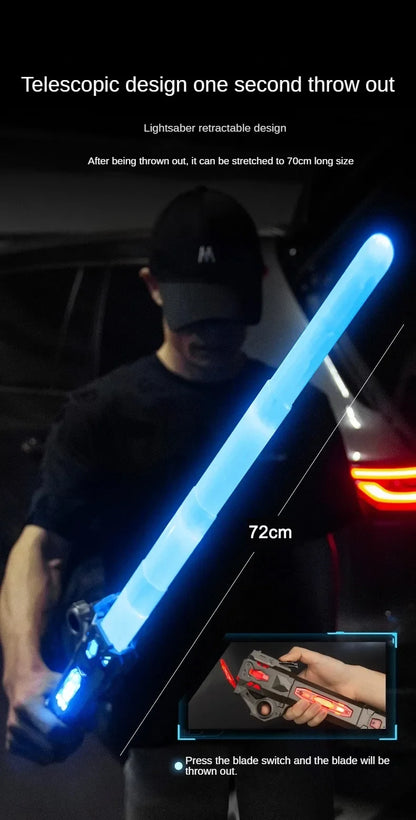 Glowing Telescopic Music Laser Sword – Flashing 2-in-1, Rotating Light & Decompression Fun for Kids & Adults