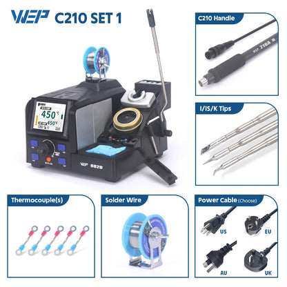 WEP 982D Precision Soldering Station 150W Rapid Heating Auto Calibration Professional Iron for SMD IC Repair C245 C210 982D-II - Nova Electronics